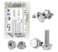 5/16-18 x 5/8" SAE Flanged Hex Head Bolts Nuts Kit, 24 Pcs Flange Screws and 8 Pcs Flange Nuts, External Hex Drive, 304 Stainless Steel 18-8, Fully Coarse Threaded, for Automotive, Pump, DIY Project