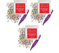 5/16 Inch Orthodontic Elastic Rubber Bands, 300 Pack, Neon, Light 2.5 Ounce Small Rubberbands Dreadlocks Hair Braids Fix Tooth Gap, Free Elastic Placer for Braces