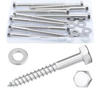 5/16 x 4 (10 Set) Hex Lag Screws, Hex Lag Bolts Heavy Duty Wood Screws Washers Assortment Kit Stainless Steel 18-8 (304)