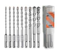 5-16mm SDS Plus Rotary Hammer Drill Bit Set, 9Pcs SDS Masonry Drill Bit Set | SDS Plus Shank, 4-Cutter Tungsten Carbide Tip, 5/6/6/8/8/10/12/14/16mm x 160mm Cross Drill Bits for Wall Stone Concrete Brick