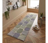 (5. 172G Box - Green, Hallway Runner : 60 x 230 cm) Modern Geometric Floral Abstract Area Rugs Check Multi Coloured Non Slip Runner
