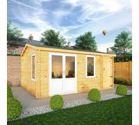 Mercia 5.1m x 4m Home Office Elite Log Cabin (44mm) - White UPVC Windows & Doors