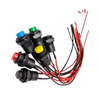 5/20/100PCS 12MM Self-Locking Round Button Switch With Cable Non-Locking 20CM DS-428/427/425 Self-Resetting Push Button Switch IDGTTLDF(Self Locking Green,5PCS)