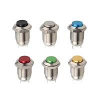 5/20/100PCS 250V 12mm Metal Waterproof Momentary High Round Push Button Automatic Reset Switch Car Start Horn Speaker Bell IDGTTLDF(Black Momentary,100PCS)
