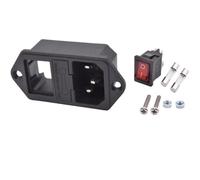 5/20/100PCS 3Pin C14 Electrical AC Socket AC-01B red LED 250V Rocker Switch 10A fuse inlet connector socket mount(100PCS)