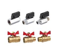 5/20/100pcs Brass Ball Valve Air Compressor Water Gas Oil Shut Off 1/8" 1/4" 3/8" 1/2" BSP Threaded Mini Male to Female(1/4",100 PCS_RED_Male to Female)