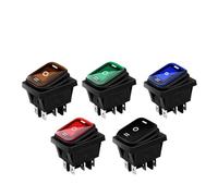 5/20/100PCS KCD4 Waterproof Switch ON-OFF-ON Rocker Switch 12V Power Switch 3 Position 6 Pins self-Locking 16A 250VAC 20A125VAC IDGTTLDF(6PIN LED GREEN 12V,20PCS)
