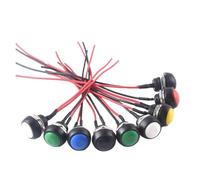 5/20/100PCS PBS-33B 1A DC12V 12mm Momentary Push Button Switch Self Reset Round Switch SPST NO 2Pin with Pre-soldered Wire IDGTTLDF(Gold,20PCS)