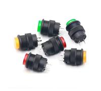 5/20/100PCS R16-503AD/R16-503BD Push Button Switch Jog Reset Self-Locking Round 4 Pin 2 16MM With Light LED 3V(Without LED Red,20PCS,Locking)