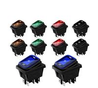 5/20PCS 16A 250VAC 20A125VAC KCD4 Waterproof Switch ON-OFF-ON Rocker Switch 12V Power Switch 3 Position 6 Pins self-Locking(6PIN LED BLUE 220V,5PCS)