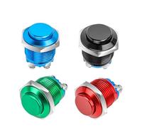 5/20PCS 16mm Momentary PC High Cover Metal Waterproof Switch Push Button Switches Car Power Welding With ScrewTerminals IDGTTLDF(Green Self reset,5PCS)