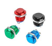 5/20PCS 16mm Momentary PC Switch High Cover Metal Waterproof Push Button Switches Car Power Welding free With ScrewTerminals(Black Self reset,5PCS)
