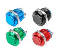 5/20PCS 16mm Momentary Switch High Cover Waterproof Metal Push Button Switches Car Power Switch With ScrewTermina(Green,5PCS)