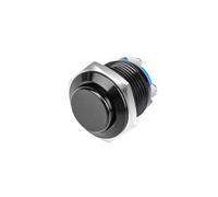5/20PCS 16mm Momentary Switch High Cover Waterproof Metal Push Button Switches Car Power Switch With ScrewTermina(Black,5PCS)