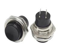 5/20PCS 16MM power switch round switch DS-212 small self-reset momentary button start composite button switch(Black,5pcs)