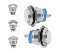 5/20Pcs 16mm Waterproof Momentary Reset Push Button Switch(Flat Head,100pcs)