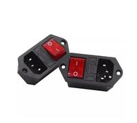 5/20PCS AC-01B-1 Red 10A250VAC 3 Terminal Power Socket LZ-14-F19 With 10A Fuse Switch Wlre AC Power Cord Inlet Plug Socket(20PCS)