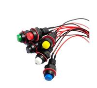 5/20PCS DS-211 10MM Round Button Switch With Cable Locking Self-Locking DS-213 Momentary Small Self-Reset Push Button Switch IDGTTLDF(Self locking Green,500PCS)