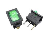 5/20PCS KCD1 Switch 2/3/4 Pin Boat Rocker Position Power Switches 15mm*21mm Black 6A/250V10A/125V AC(3Pin Green LED,100PCS)