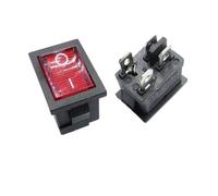 5/20PCS KCD1 Switch 2/3/4 Pin Boat Rocker Position Power Switches 15mm*21mm Black 6A/250V10A/125V AC(4Pin Red LED,20PCS)