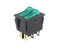 5/20PCS KCD3 Double Boat Rocker Switch Toggle 6 Pin On-Off With Green Red Light 20A 125VAC 16A 250V Power Dual Push Button KCD6 IDGTTLDF(Green,5PCS)