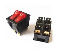 5/20PCS KCD3 Double Boat Rocker Switch Toggle 6 Pin On-Off With Green Red Light 20A 125VAC 16A 250V Power Dual Push Button KCD6 IDGTTLDF(Red,100PCS)