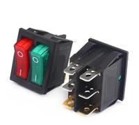 5/20PCS KCD3 Double Boat Rocker Switch Toggle 6 Pin On-Off With Green Red Light Power Dual Push Button KCD6 20A 125VAC 16A 250V(Red and Green,20PCS)