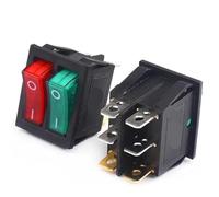 5/20PCS KCD3 With Green Red Light Double Boat Rocker Switch Toggle 6 Pin On-Off Power Dual Push Button KCD6 20A 125VAC 16A 250V(Red and Green,5PCS)