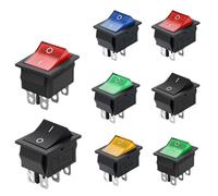 5/20pcs Latching Rocker Switch Power Switch I/O 4 Pins 6 Pins with Light 16A 250VAC 20A 125VAC KCD4 2position(Black 6PIN,100PCS)