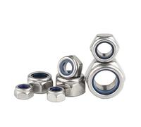 5-20pcs M4 M5 M6 M8 M10 M12 304 A2 Stainless Steel Left Hand Thread Reverse Rotate Hexagon Nylon Insert Self Lock Nut Nylock Locknut(M6-10pcs)