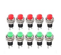 5/20PCS Small 10MM DS-314 Lock-Free Button Switch Unlocked Self-reset Doorbell Horn Switches Fixed Upper Threaded Panel IDGTTLDF(Green,100PCS)