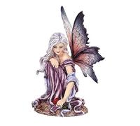 5.25 Inch Fairyland Purple Winged Fairy with Red Rose Statue Figurine