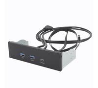 5.25 Inch Front Panel USB Hub, Internal USB Hub with 5Gbps USB A and 20Gbps Type C Header, 19 Pin Optical Drive Extension Panel, for PC Computer
