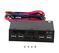 5.25 Inch Media Dashboard Front Panel with USB 3.0/2.0 Hub eSATA SATA Audio and Multi Card Reader for Desktop PC Cases, ABS Housing with LED Status Indicators