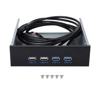 5.25 Inch Metal Optical Drive Bay with 4 USB Ports, USB 3.0 and USB 2.0 Front Panel Hub for Desktop PC, 2x USB 3.0 19 - Pin plus 2x USB 2.0 9 - Pin Connectors