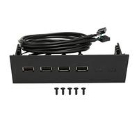 5.25 Inch USB 2.0 Hub Front Panel, 4 Ports Optical Drive Bay Converter with Dual 19 Pin Connectors, Rugged Metal Construction for Desktop PC Case Expansion