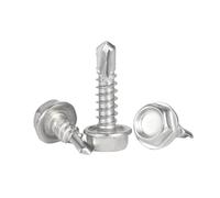 5-25 pieces M4.2-M6.3 Stainless Steel Flange Hex Head Self-drilling Screws, M6.3x32mm(5pcs)