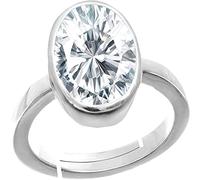 5.25 Ratti 4.70 Carat Beautiful Round Shape Certified Natural Cubic White Zircon/American White Diamond Stone Silver Plated Ring For Men And Women-B09TWVJ400