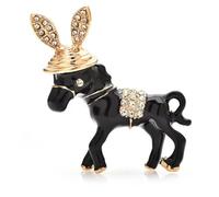 5.2cm Donkey Brooch for Women and Men | Enamel Cartoon Animal Pin | Cute Casual Accessory for Clothing, Bags, and Hats(Black)