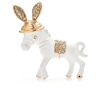 5.2cm Donkey Brooch for Women and Men | Enamel Cartoon Animal Pin | Cute Casual Accessory for Clothing, Bags, and Hats(White)