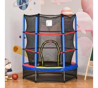 5.2FT/63 Inch Kids Trampoline w/ Enclosure Net Steel Frame Age 3 to 6 Years Old Multi-color