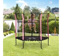 5.2FT / 63 Inch Kids Trampoline With Enclosure Net Mini Indoor Outdoor Trampolines for Child Toddler Age 3 - 10 Years Pink