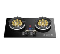 5.2KW Gas Stove 2 Burners, 9 Cavity High Fire Stove, Black Tempered Glass Cast Iron Pot Holder, Adjustable Flame Size Kitchen Gas Cooker, for Home Kitchen Camping Garden Dining(LPG)
