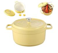 5.2L Enamelled Cast Iron Round Casserole Dish With Lid,5.5QT Round Dutch Oven,Cookbook -Non-stick Easy Cleaning Dutch Ovens,Ovens Safe Up to 500° F,for Braising Stews Roasting Baking