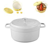 5.2L Enamelled Cast Iron Round Casserole Dish With Lid,5.5QT Round Dutch Oven,Cookbook -Non-stick Easy Cleaning Dutch Ovens,Ovens Safe Up to 500° F,for Braising Stews Roasting Baking