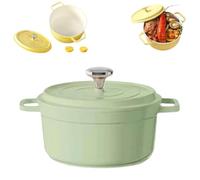 5.2L Enamelled Cast Iron Round Casserole Dish With Lid,5.5QT Round Dutch Oven,Cookbook -Non-stick Easy Cleaning Dutch Ovens,Ovens Safe Up to 500° F,for Braising Stews Roasting Baking