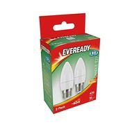 Eveready S15335 E27 ES Candle LED Bulb Opal 4.9W 470lm Warm White 3000K (2 Pack)