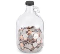 5.3 Litre Clear Coin Jar for Saving, 12.6 x 7.2 in Money Boxes for Adults with Portable Handle, Large Glass Money Saving Box with Airtight Lid for Cash and Coin Storage, Home Decor
