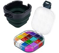 5.3 x 4.4 inches Airtight Paint Palette Box, Valuable Container Combines Cleaning Brush Basin and Brush Holder, Using for Beginners Learning Art Project Workshops Outdoor Painting (Green)