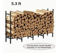 5.3ft Heavy Duty Firewood Rack - Bottom Widening, Metal Fire Log Stacker Stand for Indoor Fireplace - Outdoor Firewood Holder for Fireplace Wood Storage - Suitable for Fireplace & Wood Burning Stoves